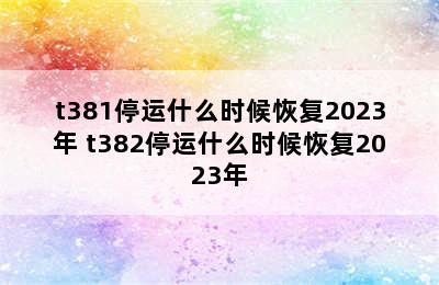 t381停运什么时候恢复2023年 t382停运什么时候恢复2023年